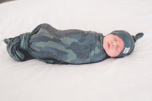 Knit Swaddle Blanket - Hunter