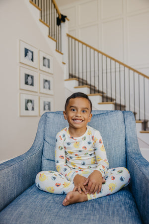 2pc Long Sleeve Pajama Set - Sesame Scribbles