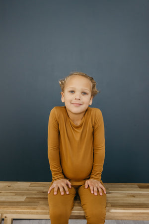 2pc Long Sleeve Pajama Set - Camel