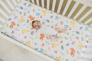 Premium Knit Fitted Crib Sheet - Sesame Friends